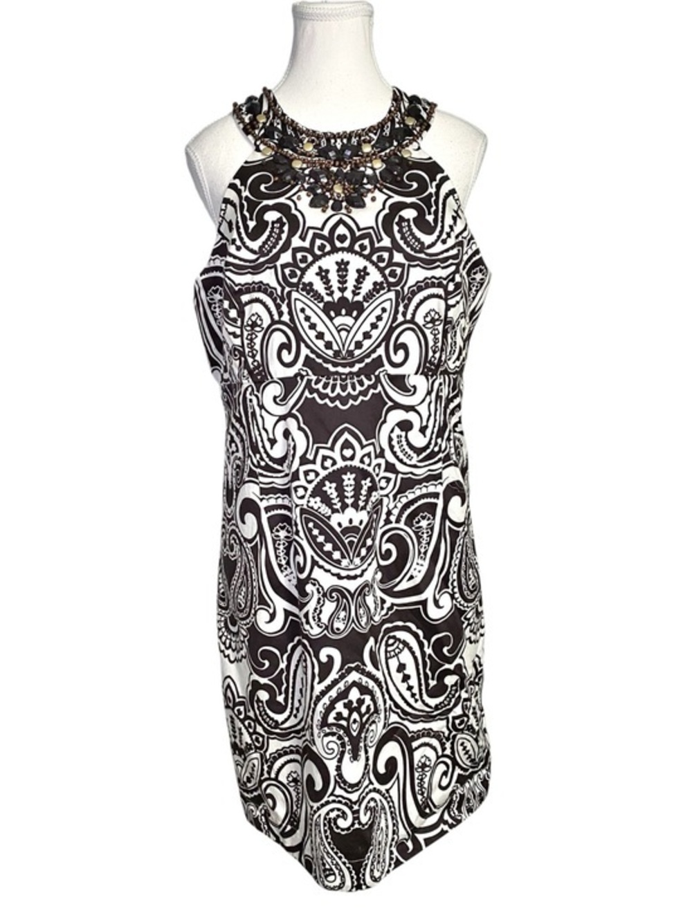 INC International Concepts Boho Beaded Halter Paisley Shift Dress
